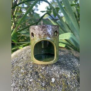 Green and Brown Ceramic Candle Holder